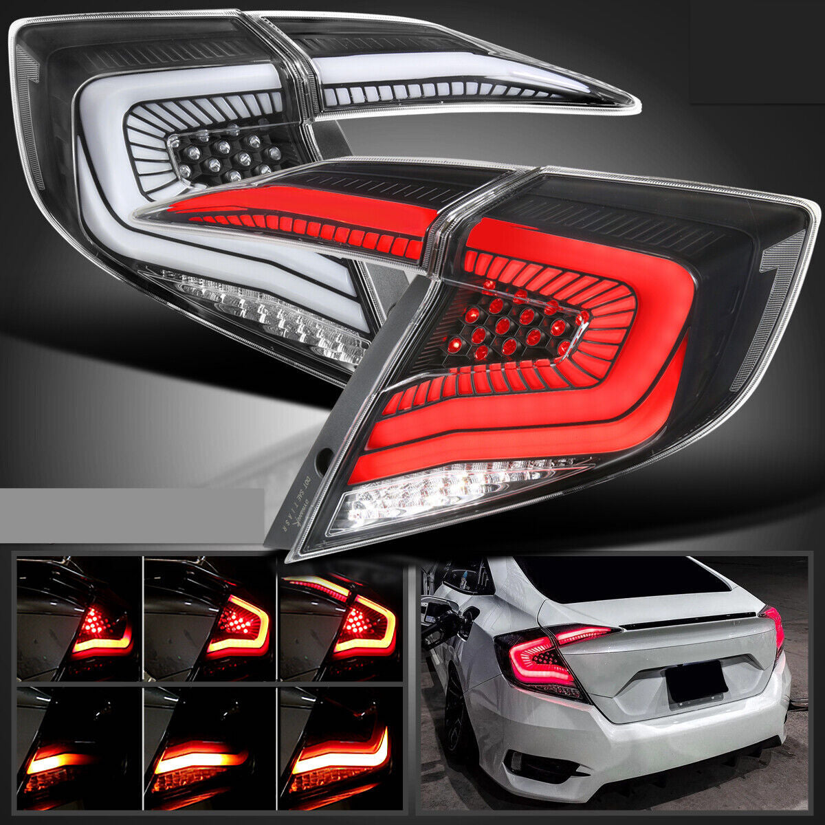 2016-2021 Honda Civic LED Tail Lights with Sequential Signal