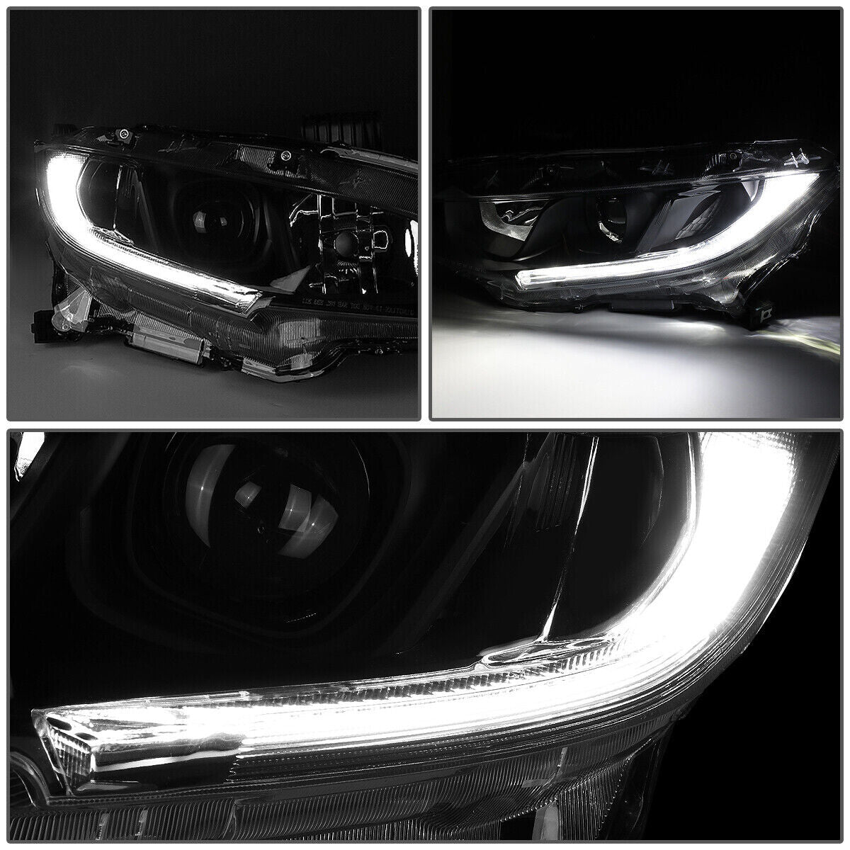 2016-2018 Honda Civic Headlights DRL Bar Projector Headlights