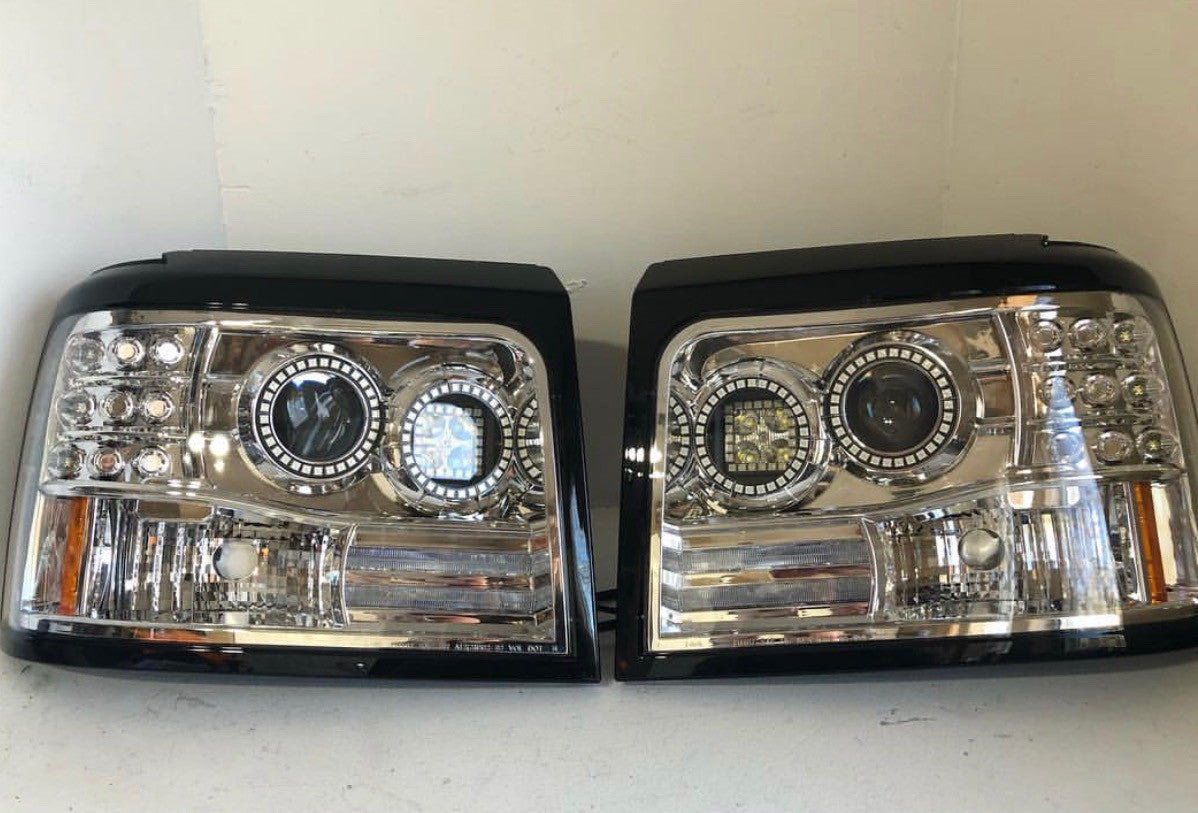 1992-1997 Ford OBS Headlights Double Halo With Pod Retrofit