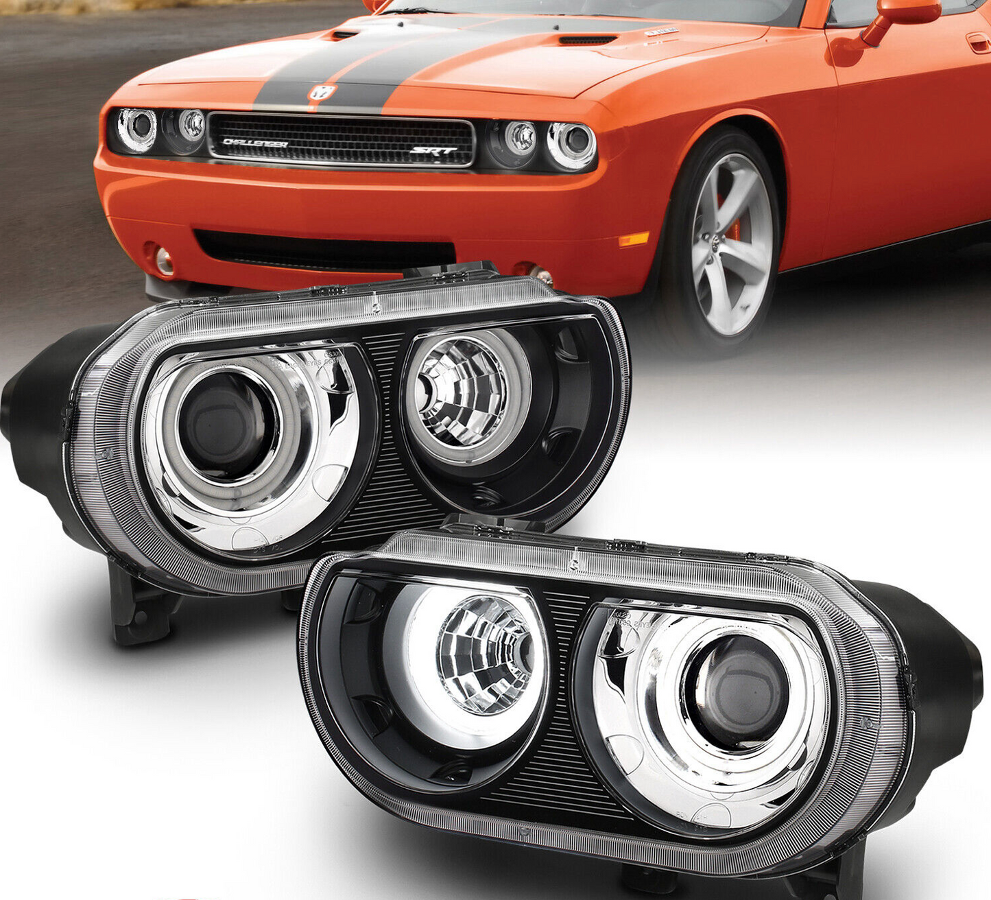 2008-2014 Dodge Challenger Halogen Double Halo Headlights