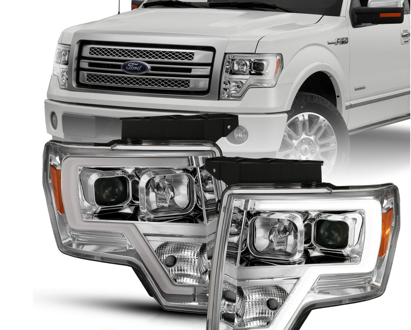 2009-2014 Ford F150 Bar Style Projector Headlights (Version 2)
