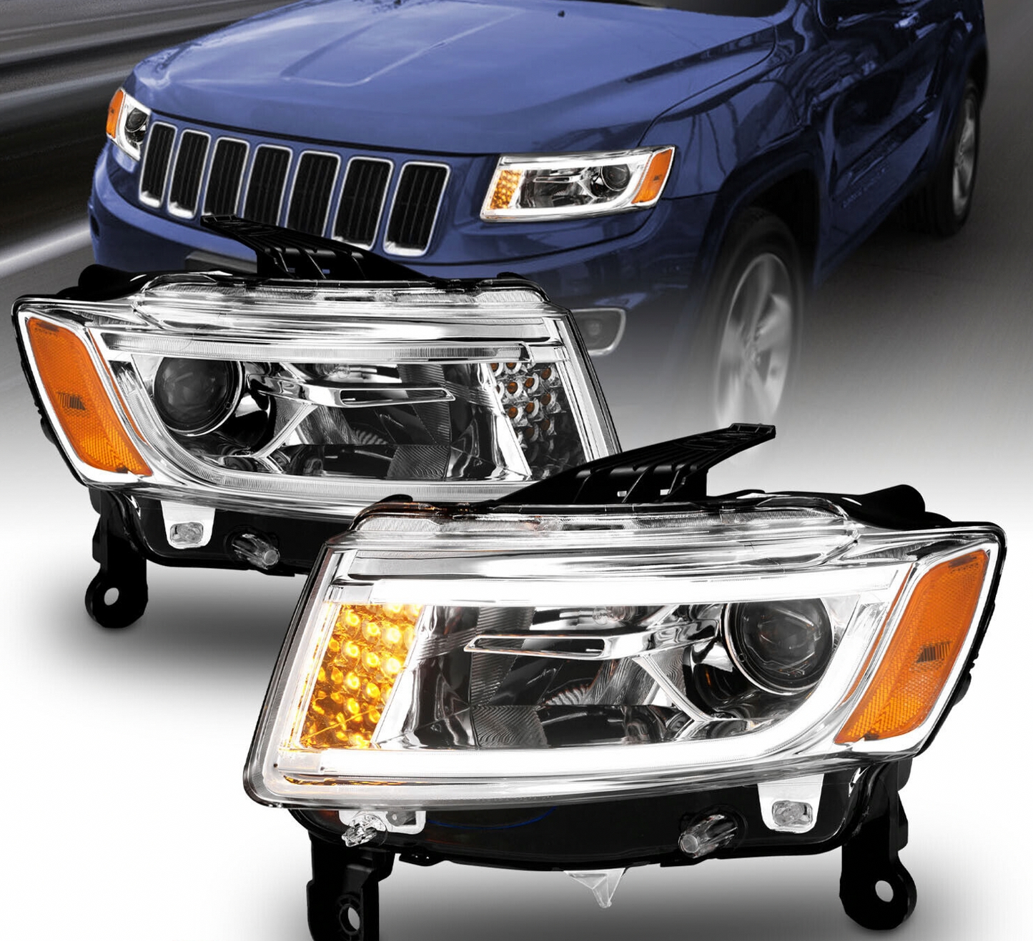 2014-2016 Jeep Grand Cherokee Bar Style Projector Headlights
