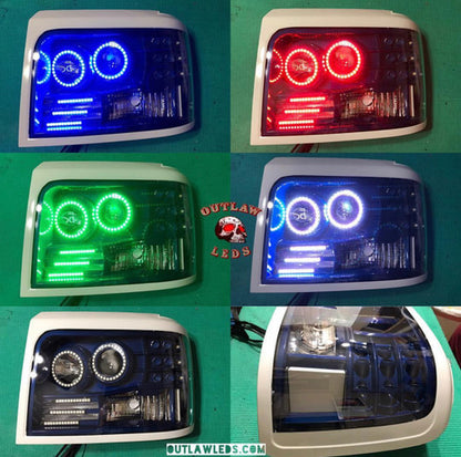 1992-1997 Ford OBS Headlights Double Halo 3 Strips